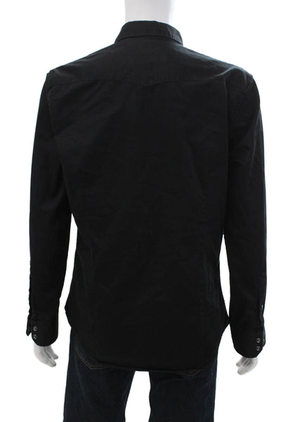 Banana Republic Mens Cotton Snap Closure Pocketed Button Down Black Size L