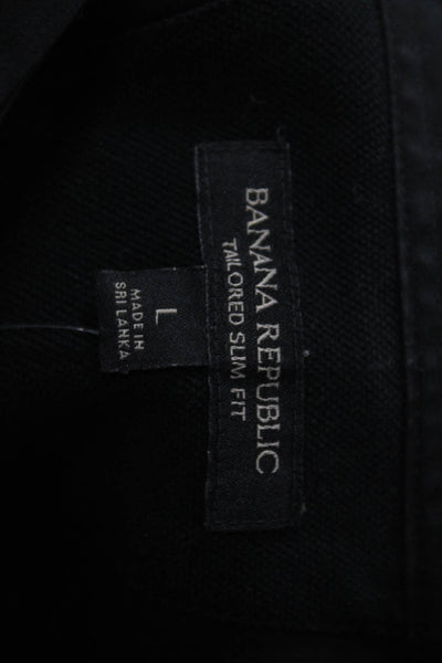 Banana Republic Mens Cotton Snap Closure Pocketed Button Down Black Size L