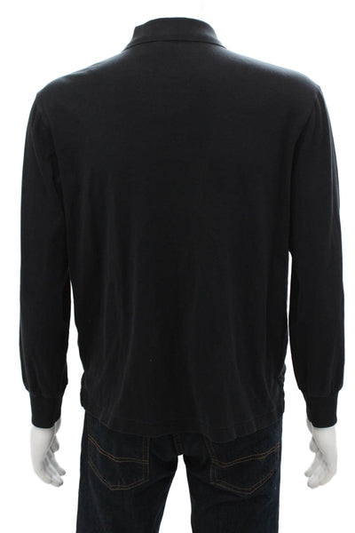 Polo Ralph Lauren Womens Cotton Collared Long Sleeve Logo Polo Shirt Black Size