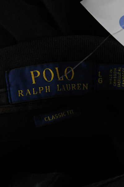 Polo Ralph Lauren Womens Cotton Collared Long Sleeve Polo Shirt Black Size L