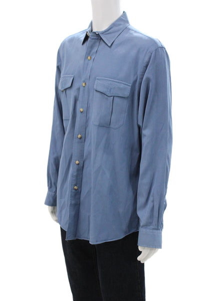 Polo Ralph Lauren Mens Cotton Double Pocket Button Down Shirt Blue Size L