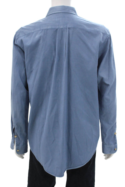 Polo Ralph Lauren Mens Cotton Double Pocket Button Down Shirt Blue Size L