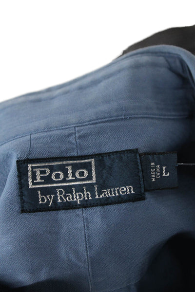 Polo Ralph Lauren Mens Cotton Double Pocket Button Down Shirt Blue Size L