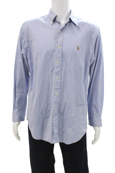 Ralph Lauren Mens Cotton Collared Long Sleeve Button Down Shirt Blue Size 16
