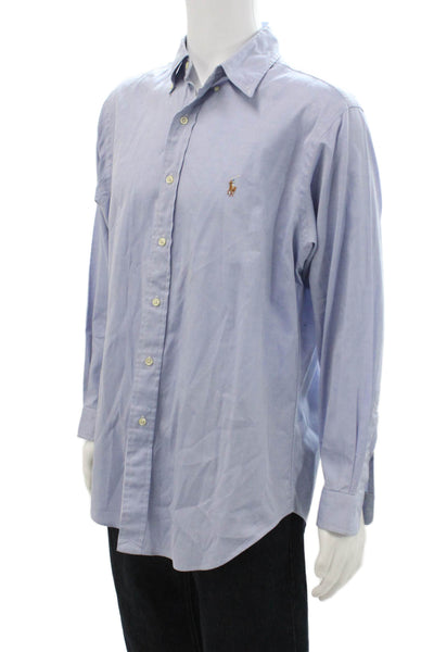 Ralph Lauren Mens Cotton Collared Long Sleeve Button Down Shirt Blue Size 16