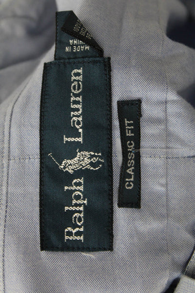Ralph Lauren Mens Cotton Collared Long Sleeve Button Down Shirt Blue Size 16