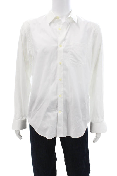 Banana Republic Mens Cotton Collared Long Sleeve Button Down Shirt White Size L