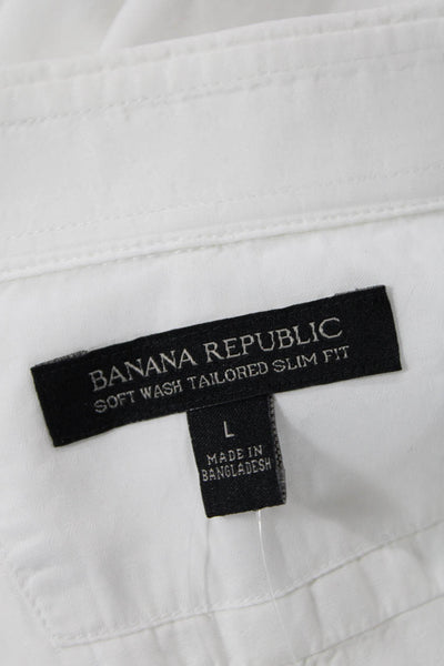 Banana Republic Mens Cotton Collared Long Sleeve Button Down Shirt White Size L