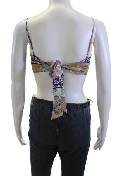 Katie J Womens Bohemian Paisley Cropped Camisole Multi Color Square Neck Size L