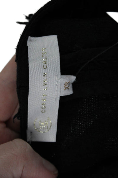 Corey Lynn Calter Women Cropped Blouse Black Round Neck Cotton Size XS