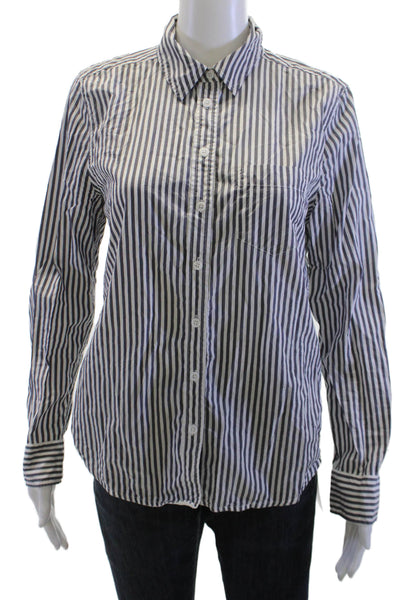 Equipment Femme Womens Collared Striped Floral Button-Up Long Sleeve Size S