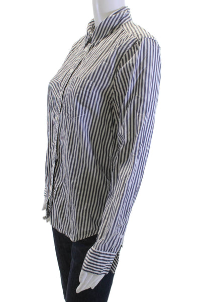 Equipment Femme Womens Collared Striped Floral Button-Up Long Sleeve Size S