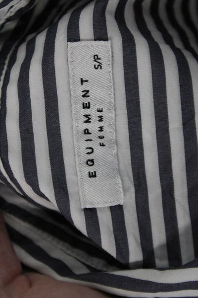 Equipment Femme Womens Collared Striped Floral Button-Up Long Sleeve Size S