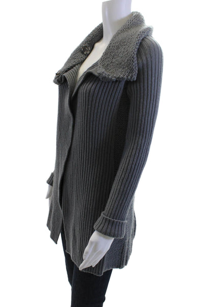 Christopher Fischer Women Cardigan Striped Dark Gray Button Size M