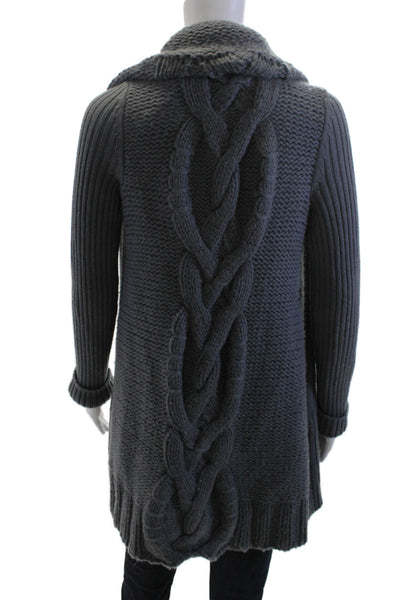 Christopher Fischer Women Cardigan Striped Dark Gray Button Size M