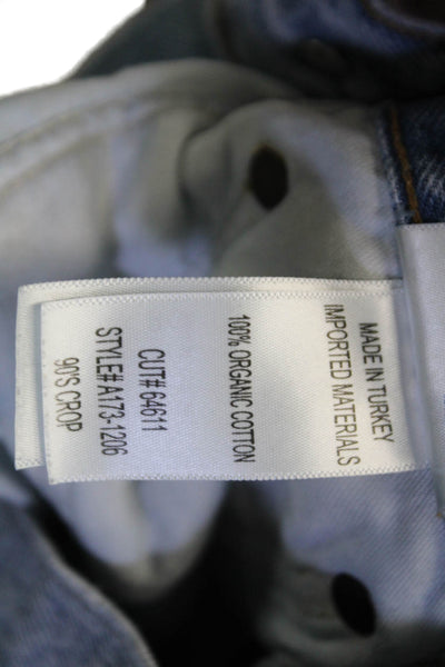 Agolde Women Cropped Mom Jeans Light Blue High Rise Button Fly Size 24