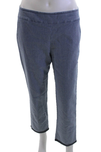 Avenue Montaigne Womens Ankle Cropped Striped Blue Pants Size 4