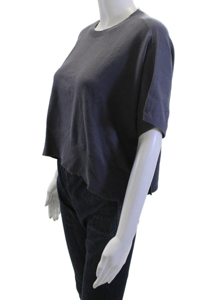 Splendid Women Pullover Sweaters Dark Blue Crew Neck Short Sleeve Size M
