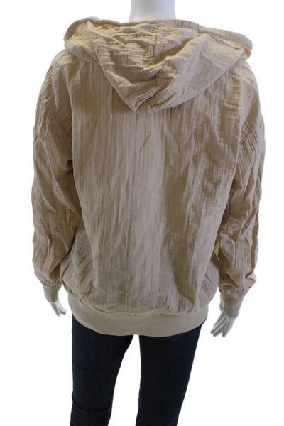 Stateside Womens Pullover Hoodie Beige V Neck Cotton Long Sleeve Size S
