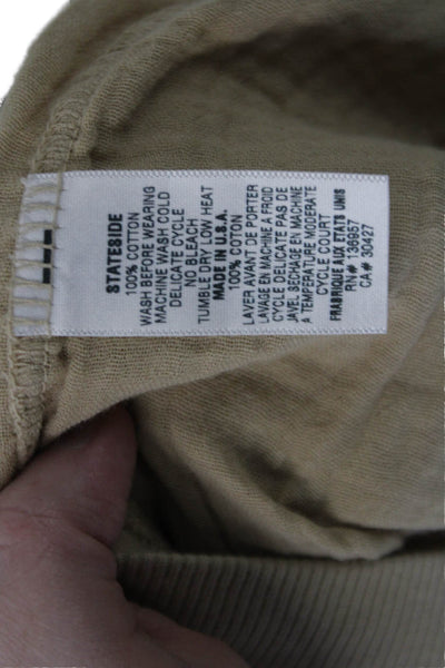 Stateside Womens Pullover Hoodie Beige V Neck Cotton Long Sleeve Size S