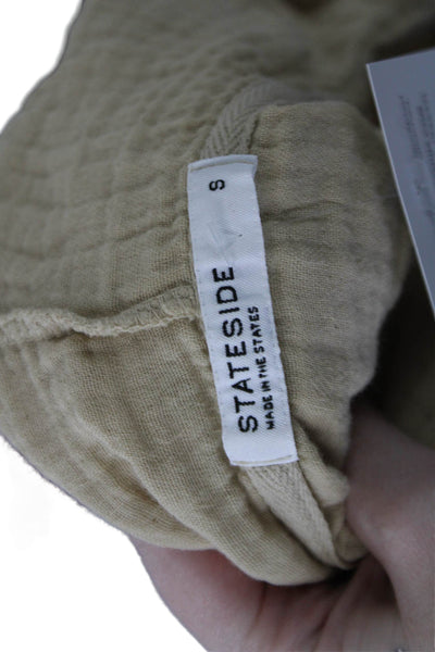 Stateside Womens Pullover Hoodie Beige V Neck Cotton Long Sleeve Size S