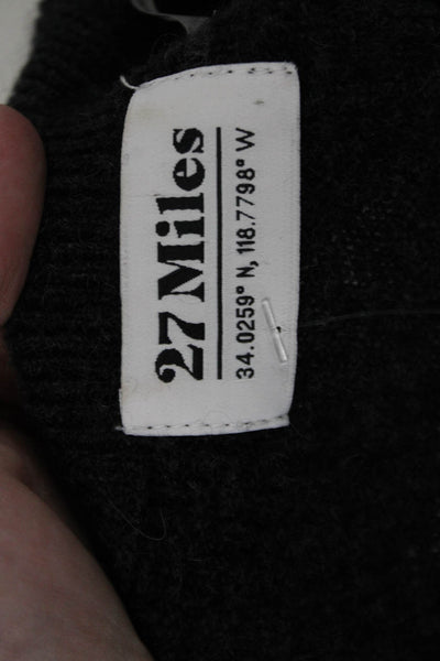 27 Miles Unisex Pullover Sweater Dark Gray 3/4 Sleeve Crew Neck Size M