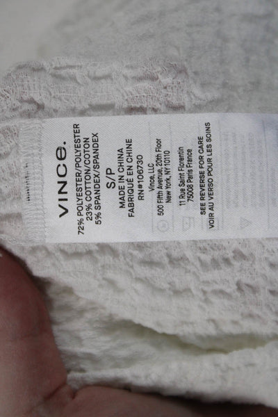 Vince Women Basic Blouse White V Neck Short Sleeve Petite Size 3