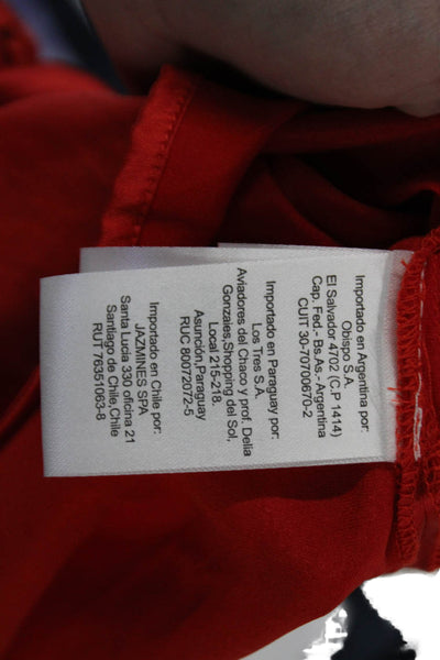 Jazmin Chebar Women Red Silk Blend Long Sleeve Button Up Blouse Size S