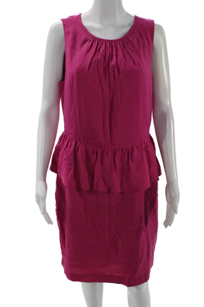 Trina Turk Women Sheath Dress Pink Sleeveless Short Tencel Zip Designer Size 12