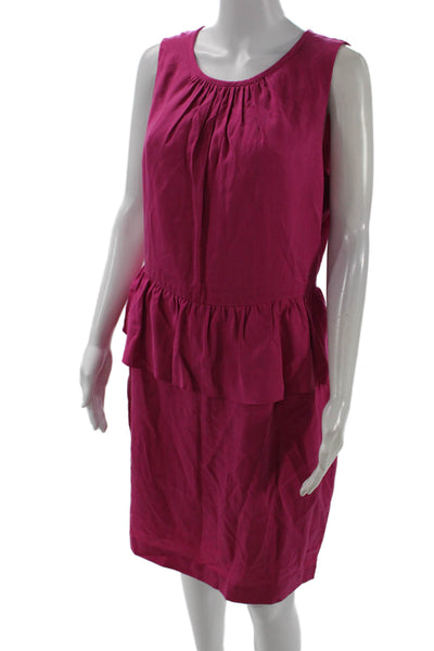 Trina Turk Women Sheath Dress Pink Sleeveless Short Tencel Zip Designer Size 12
