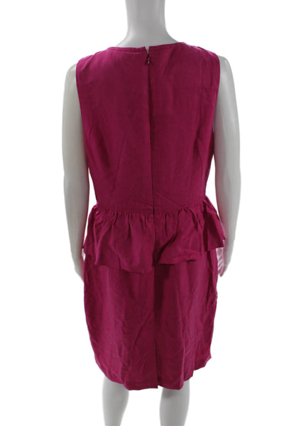 Trina Turk Women Sheath Dress Pink Sleeveless Short Tencel Zip Designer Size 12