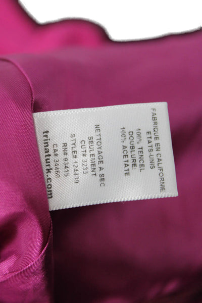 Trina Turk Women Sheath Dress Pink Sleeveless Short Tencel Zip Designer Size 12