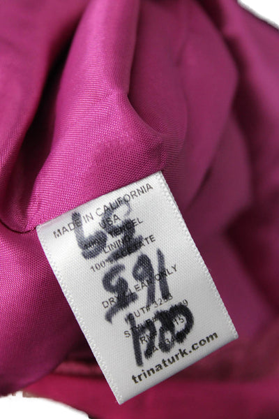 Trina Turk Women Sheath Dress Pink Sleeveless Short Tencel Zip Designer Size 12