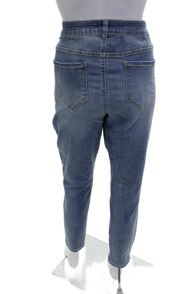 Renuar Women Ankle Mom Jeans Blue High Rise Button Size 12