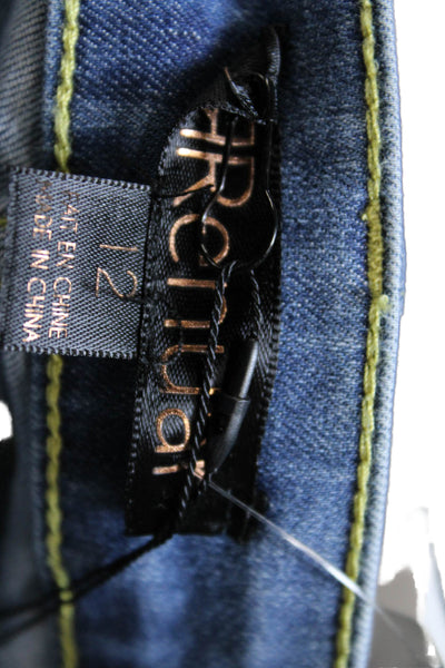 Renuar Women Ankle Mom Jeans Blue High Rise Button Size 12