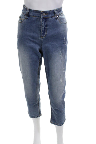 Renuar Women Cropped Mom High Rise Blue Jeans Size 8