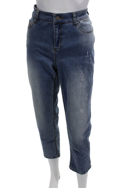 Renuar Women Cropped Mom High Rise Blue Jeans Size 8