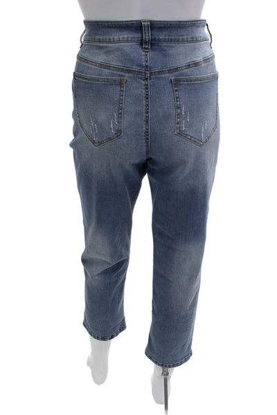 Renuar Women Cropped Mom High Rise Blue Jeans Size 8