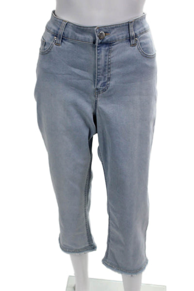 Renuar Womens Cropped Capri Jeans Light Blue High Rise Size 12