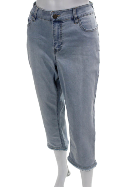 Renuar Womens Cropped Capri Jeans Light Blue High Rise Size 12