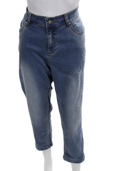 Renuar Women Cropped Mom High Rise Blue Jeans Size 12