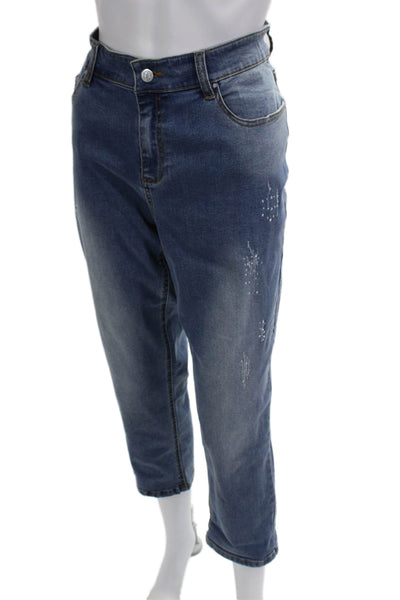 Renuar Women Cropped Mom High Rise Blue Jeans Size 12