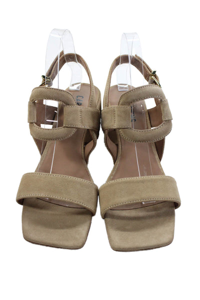 Carmens Womens Leather Natural Mousse Ankle Strap Heeled Sandals Beige Size 10
