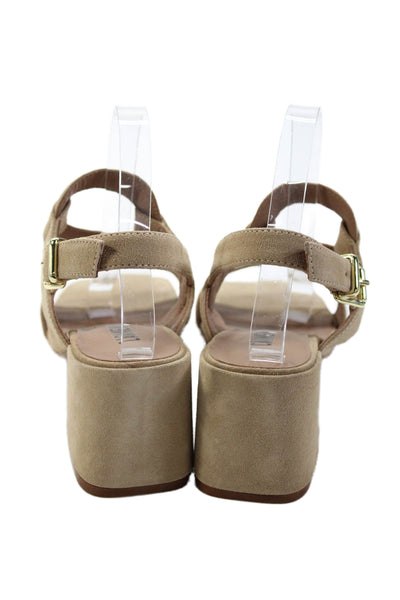 Carmens Womens Leather Natural Mousse Ankle Strap Heeled Sandals Beige Size 10