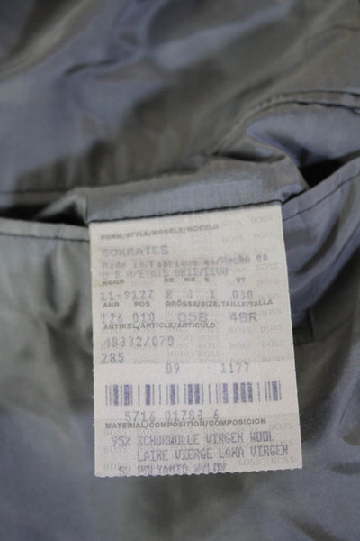 Hugo Boss Mens Herringbone Virgin Wool Button Suit Jacket Gray Size 48