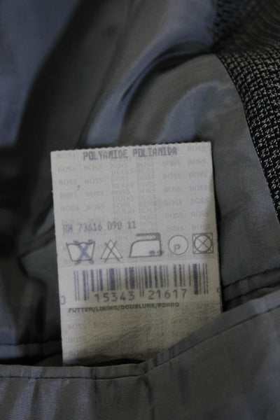 Hugo Boss Mens Herringbone Virgin Wool Button Suit Jacket Gray Size 48