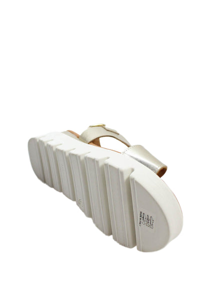 Michele Lopriore Womens Platform Metallic Incrociato Sandals Gold Size 40