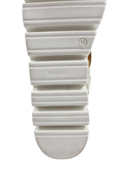 Michele Lopriore Womens Platform Metallic Incrociato Sandals Gold Size 40