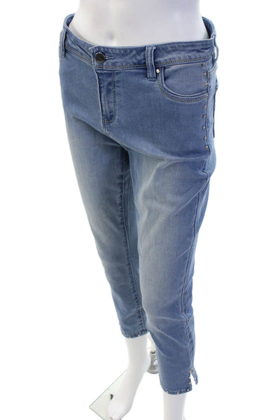 Renuar Women Ankle Cropped Jeans Blue High Rise Button Size 4