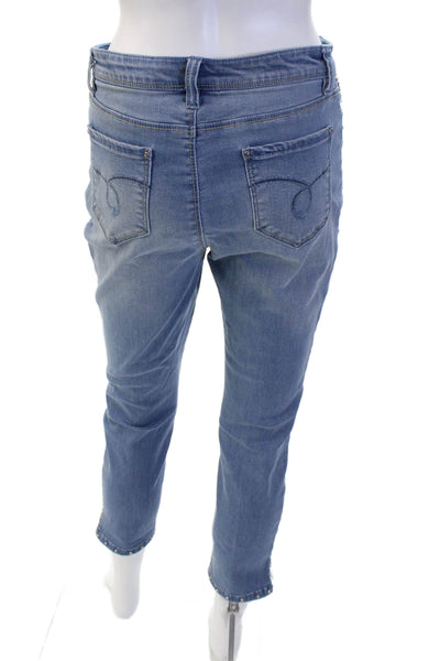 Renuar Women Ankle Cropped Jeans Blue High Rise Button Size 4